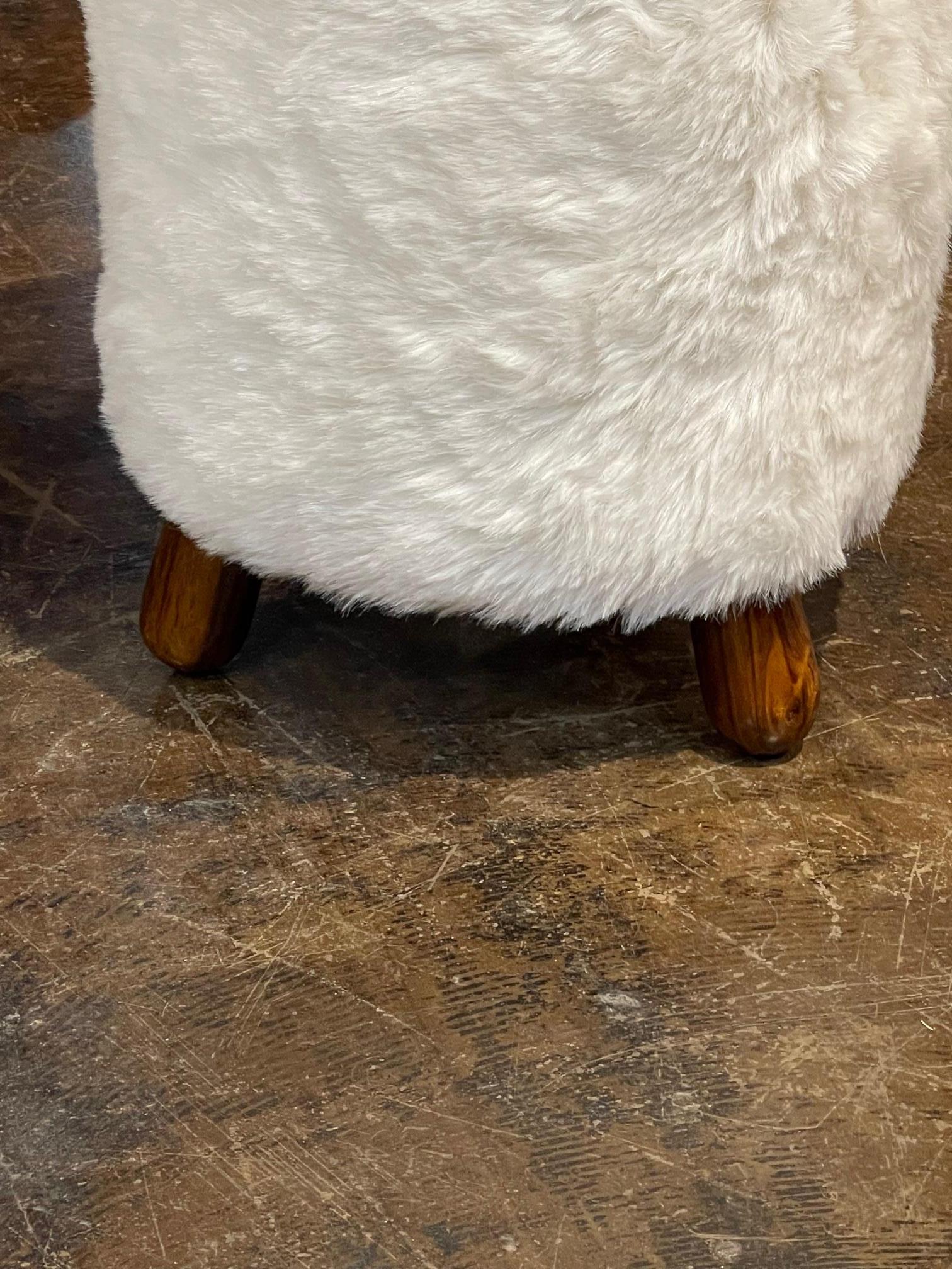 Pair of Italian Sherpa Stools In Good Condition For Sale In Dallas, TX