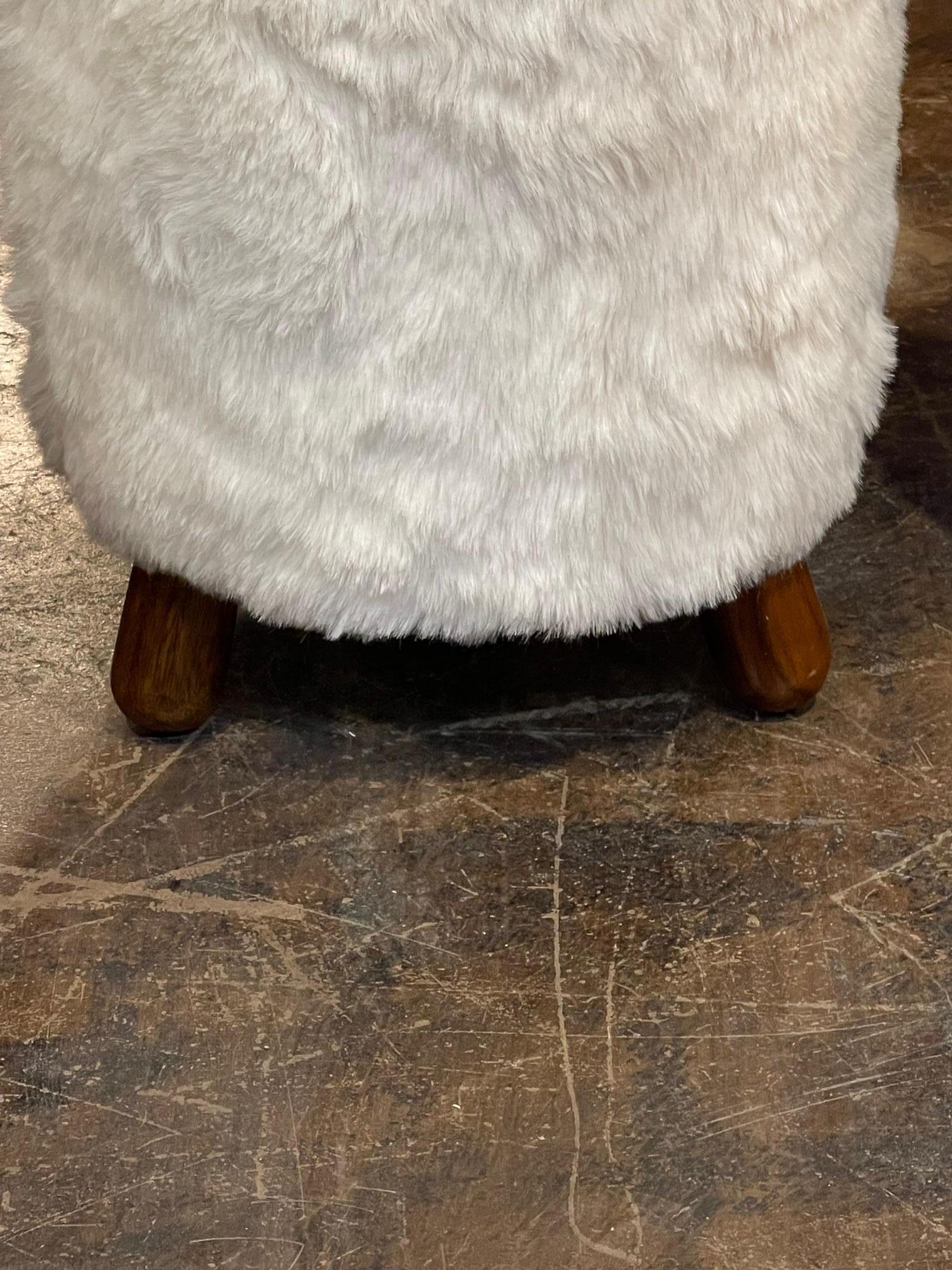 Contemporary Pair of Italian Sherpa Stools For Sale