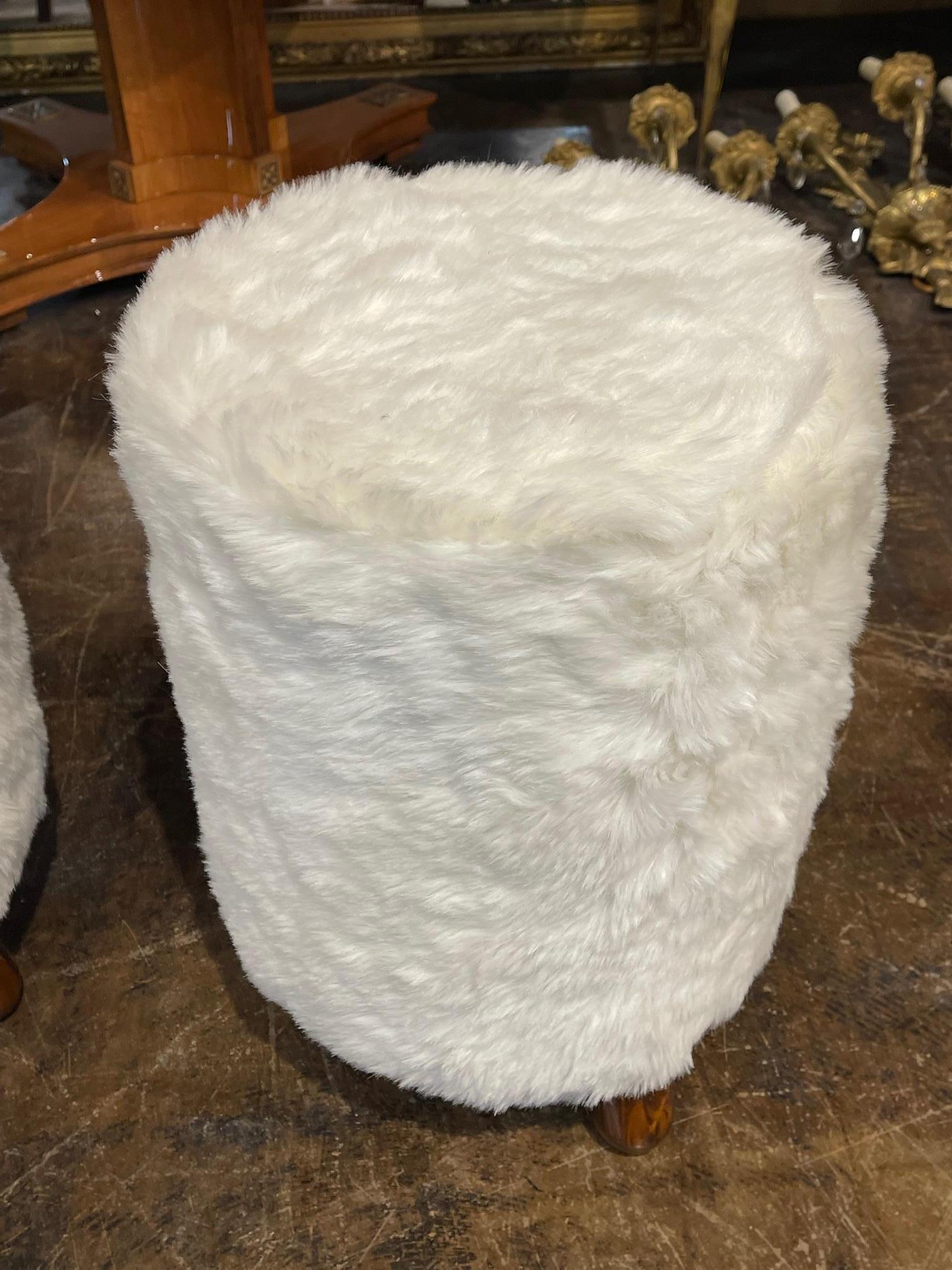 Pair of Italian Sherpa Stools For Sale 1