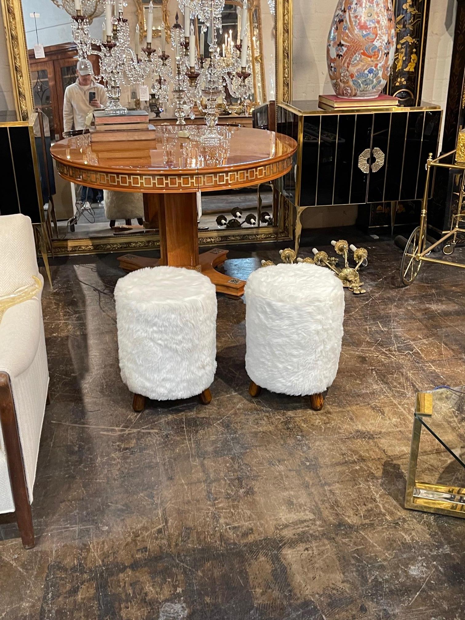 Pair of Italian Sherpa Stools For Sale 2