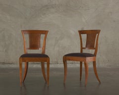 Pair of Italian Side Chairs With Marquetry Backs