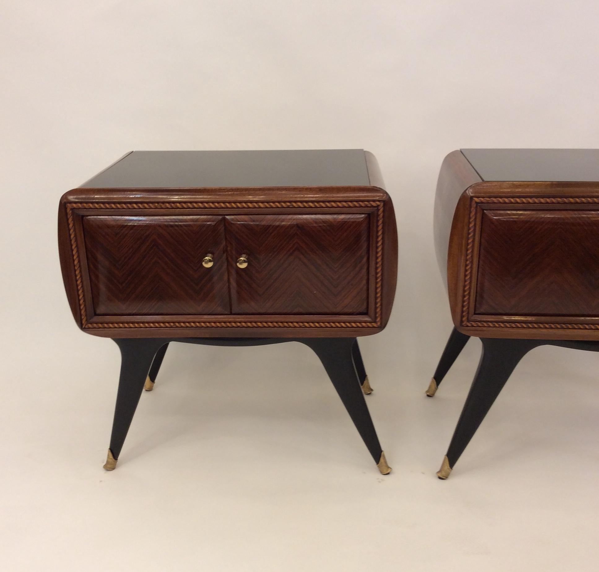 20th Century Pair of Italian Nightstands in the Style of Gio Ponti, circa 1950 For Sale