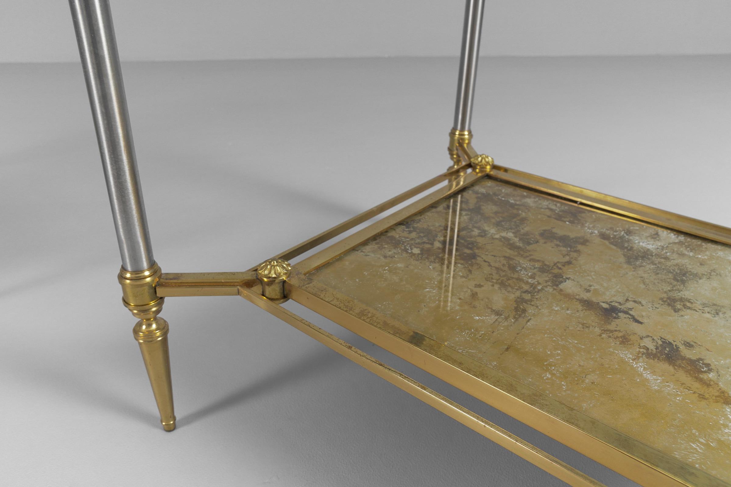 Pair of Italian Side Tables in Brass and Glass, 1960s Hollywood Regency In Good Condition For Sale In Nürnberg, Bayern