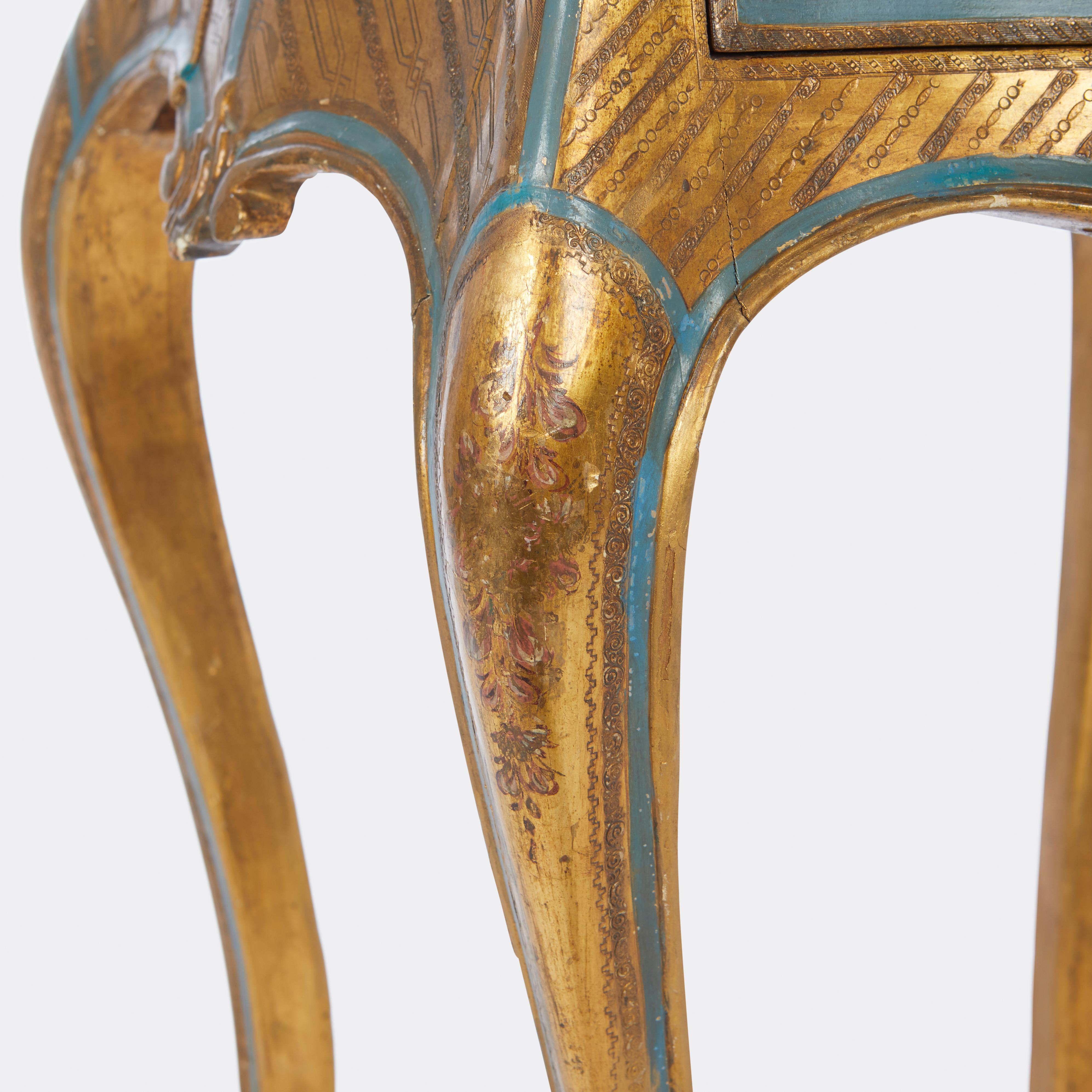 20th Century Pair of Italian Side Tables with Gilt Decorations