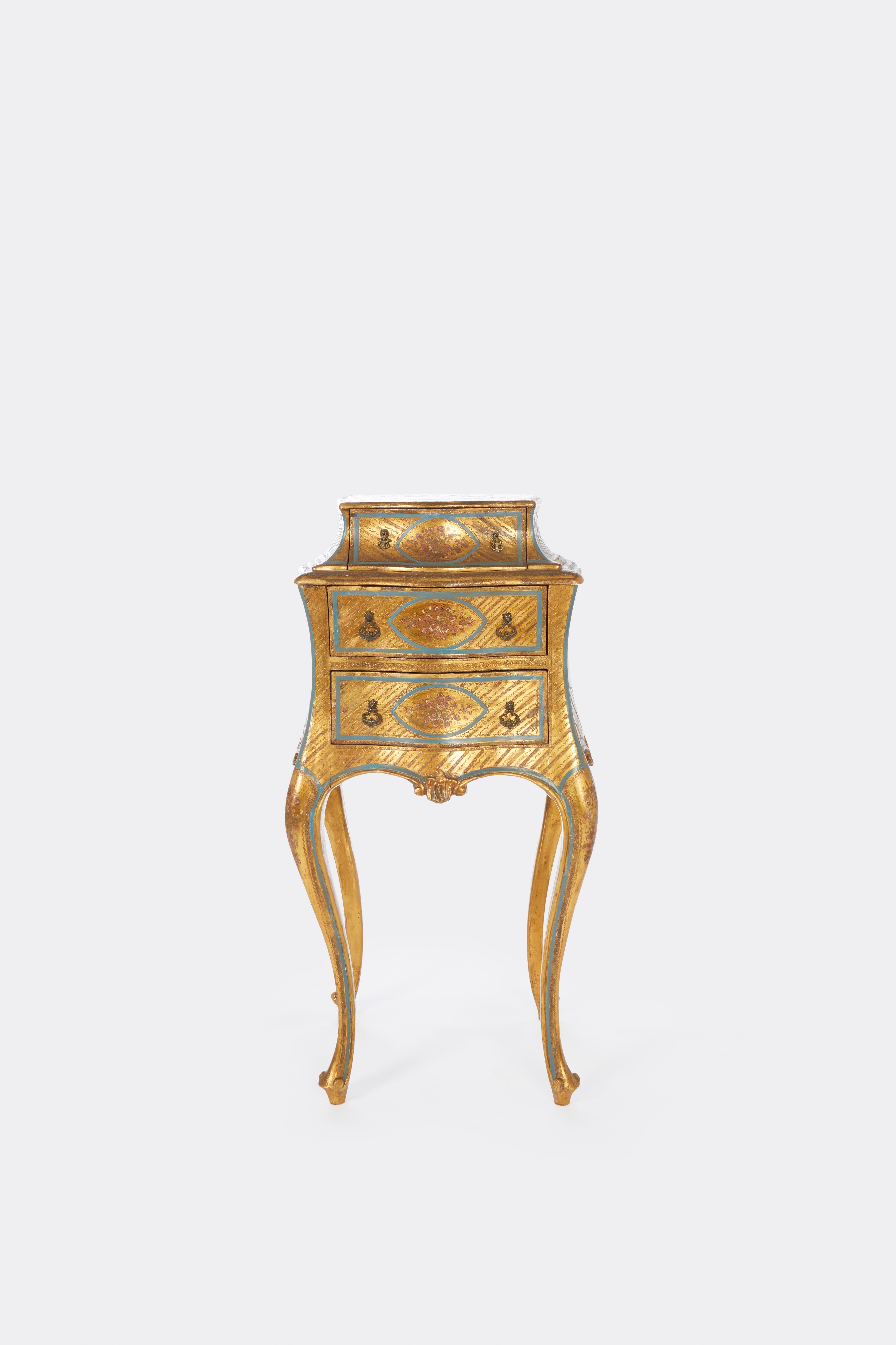 Pair of Italian Side Tables with Gilt Decorations 2