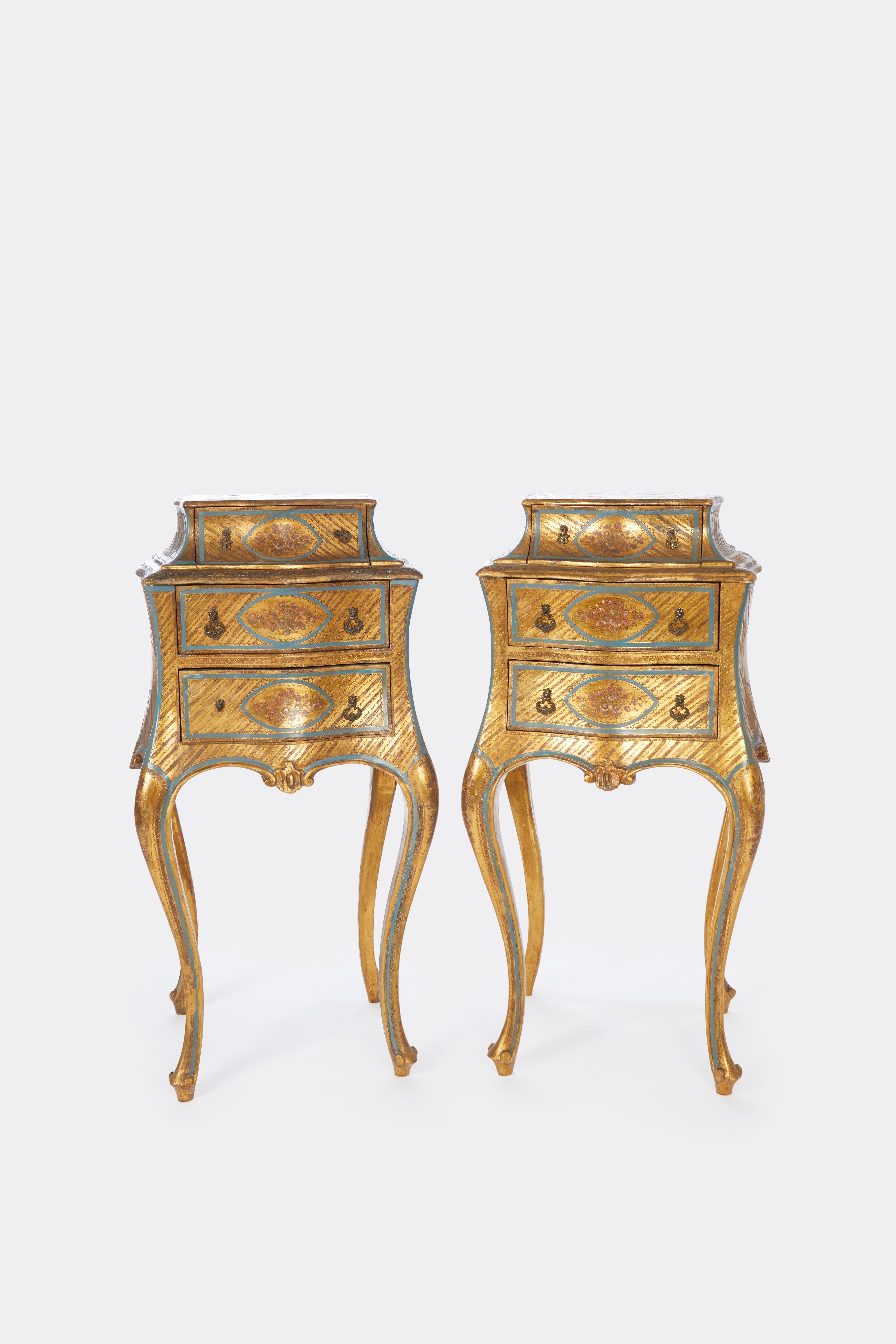 Pair of Italian Side Tables with Gilt Decorations 3