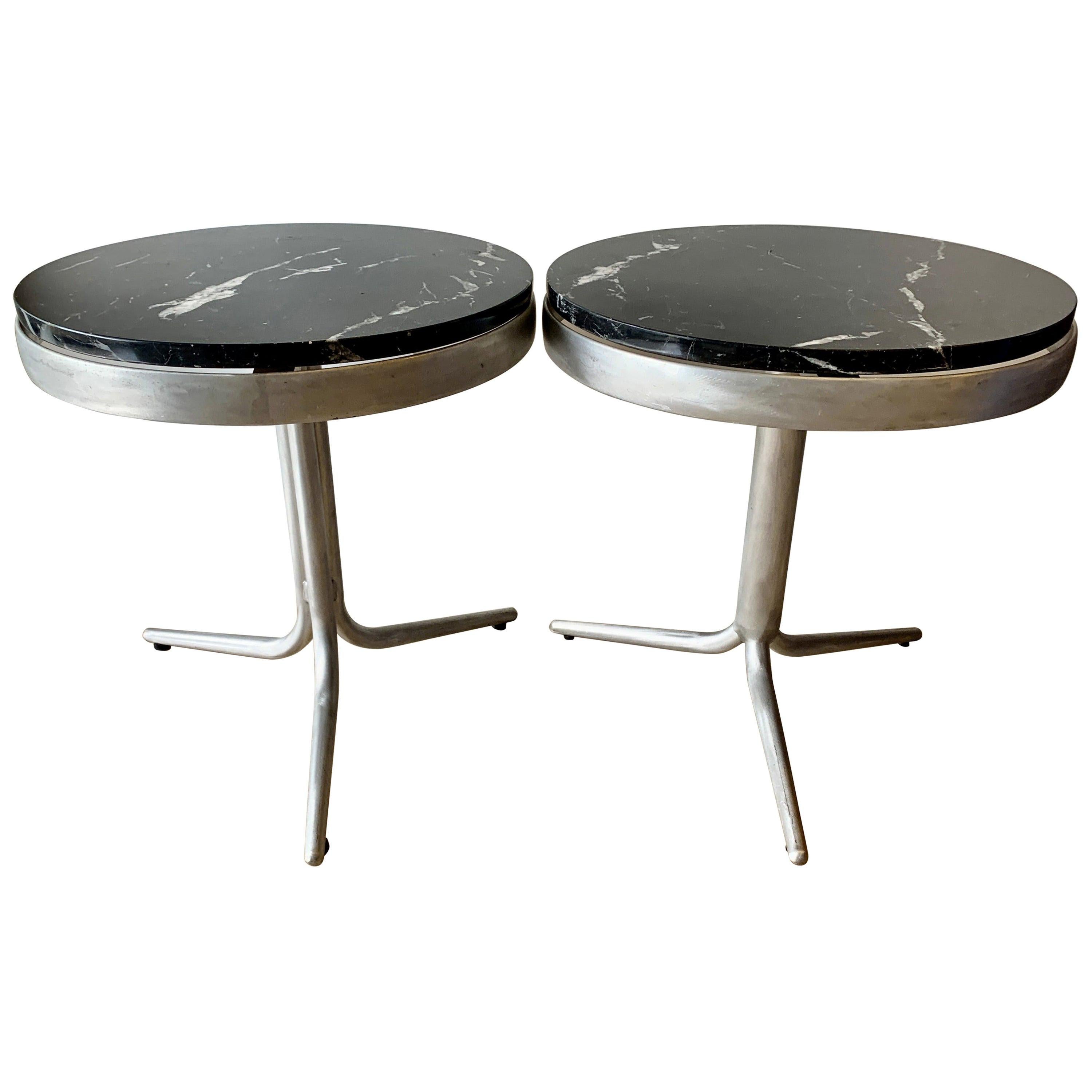 Pair of Italian Side Tables with Marble Tops