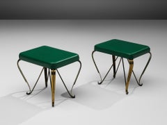 Pair of Italian Side Tables with Brass