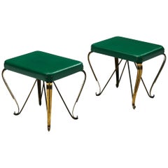 Pair of Italian Side Tables with Brass