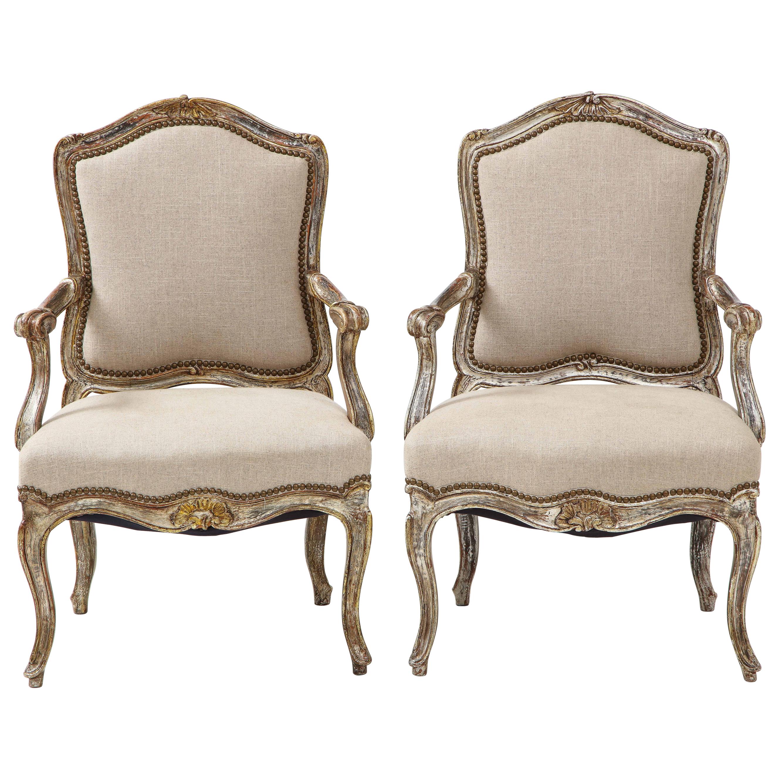 Pair of Italian Silver and Gilt Chairs
