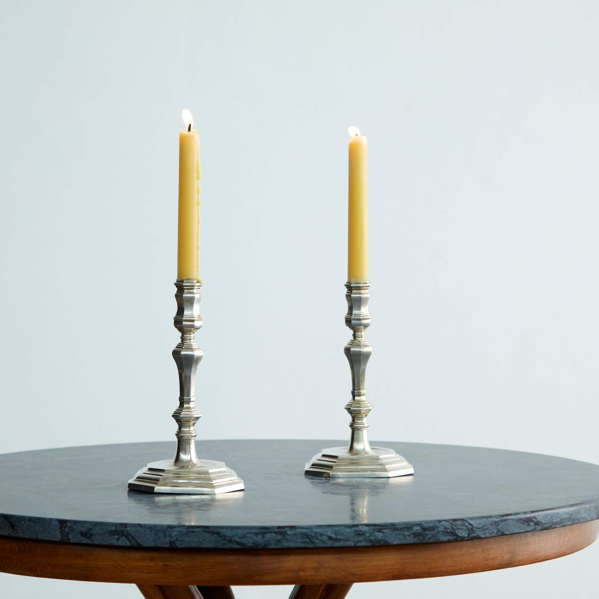 Pair of Italian Silver Candlesticks In Good Condition For Sale In Long Island City, NY