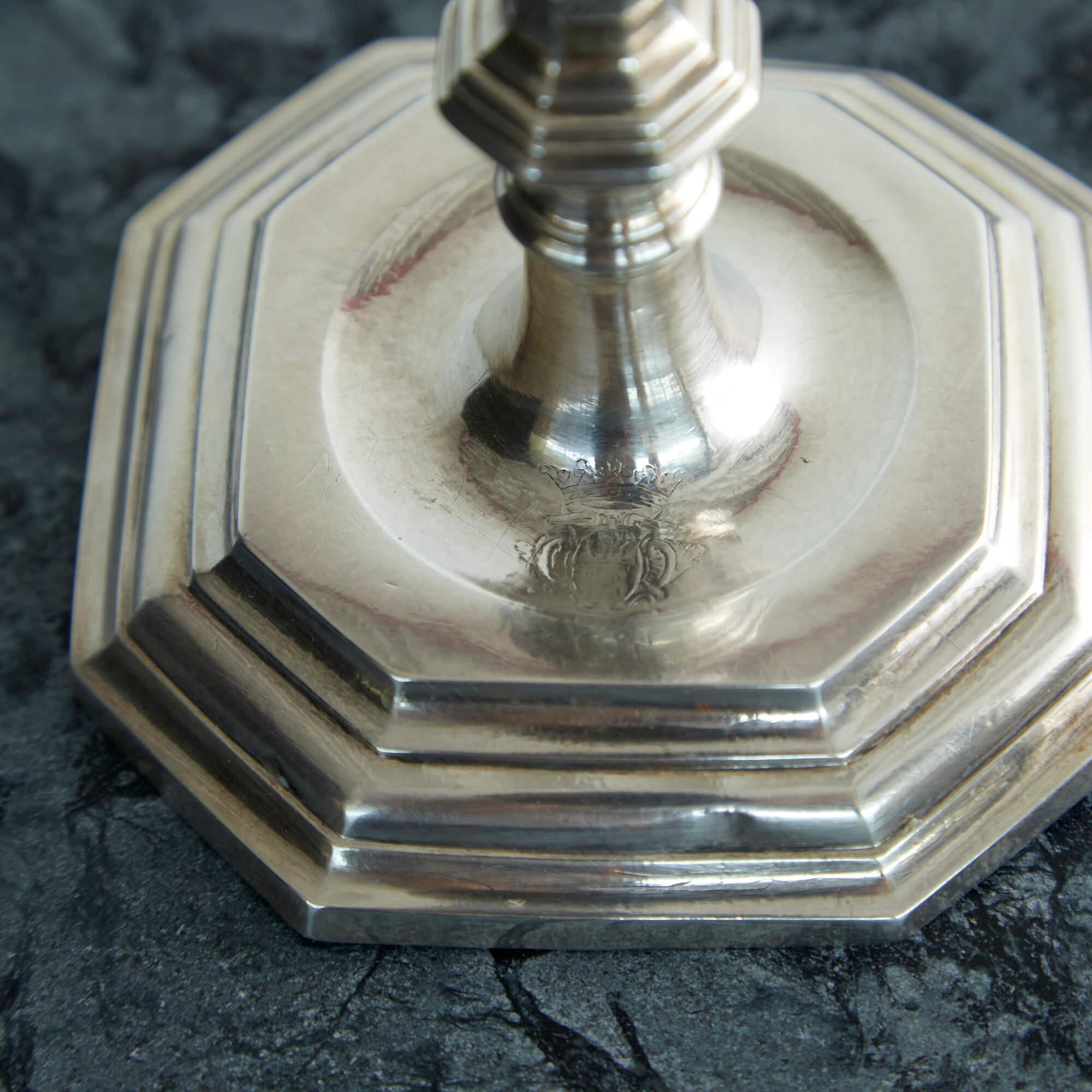 Pair of Italian Silver Candlesticks For Sale 1