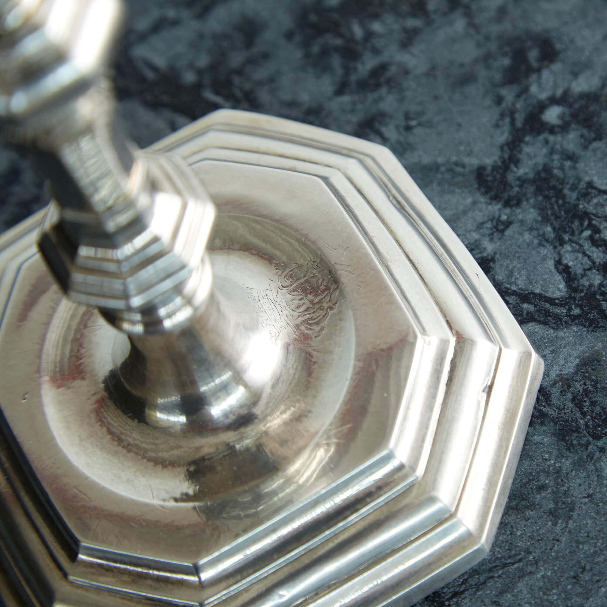 Pair of Italian Silver Candlesticks For Sale 2