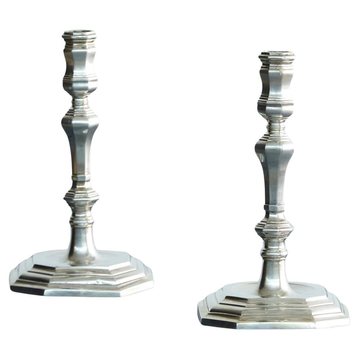 Pareja de candelabros italianos de plata