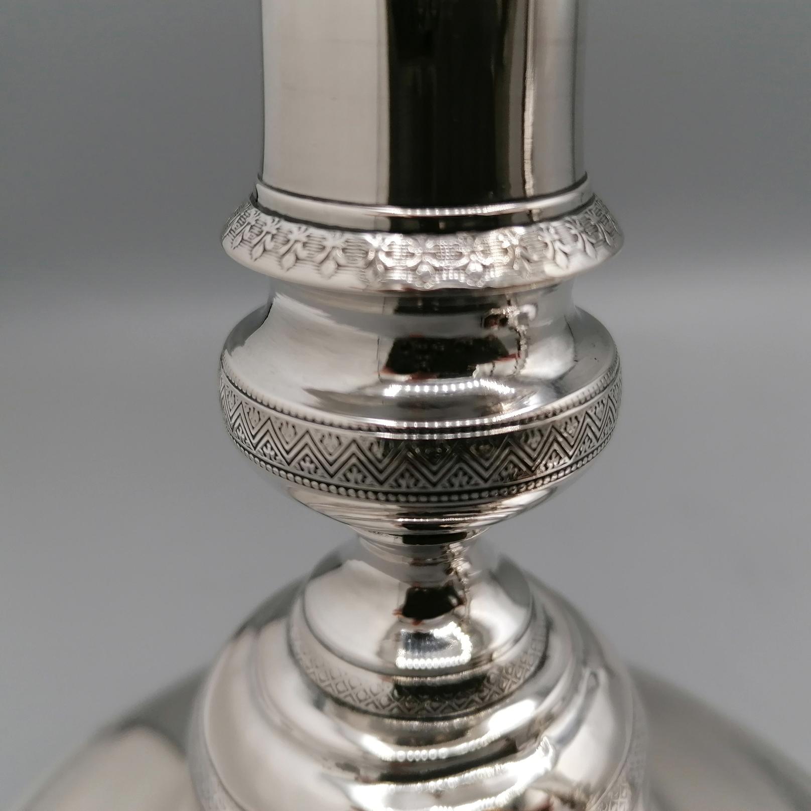 Pair of Italian silver candlesticks - Naples, c. 1840 For Sale 4