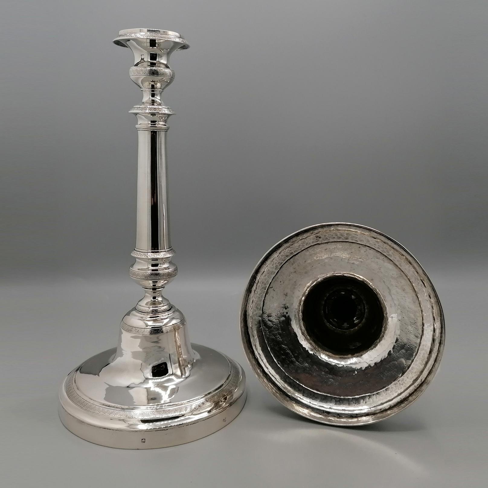 Pair of Italian silver candlesticks - Naples, c. 1840 For Sale 5