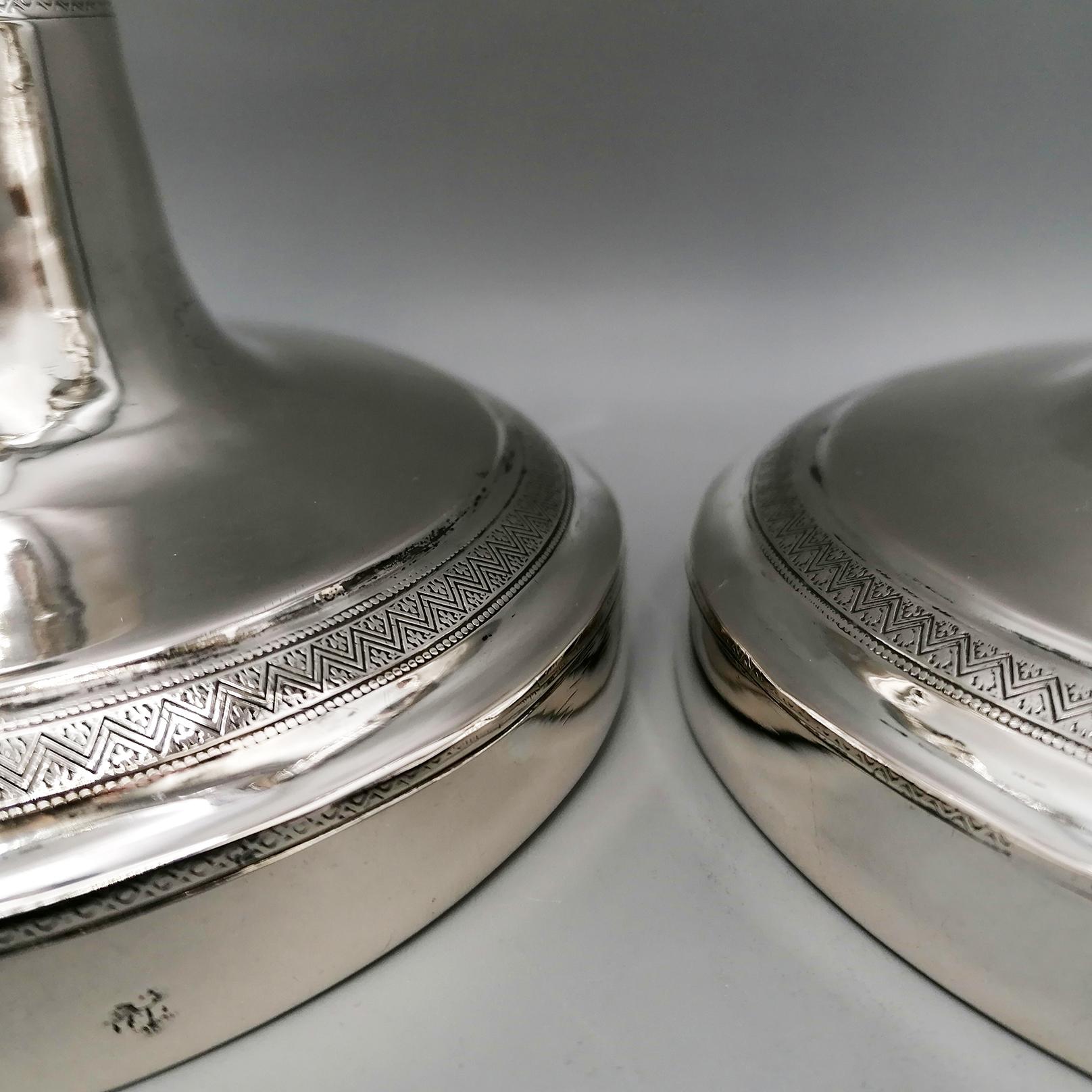 19th Century Pair of Italian silver candlesticks - Naples, c. 1840 For Sale