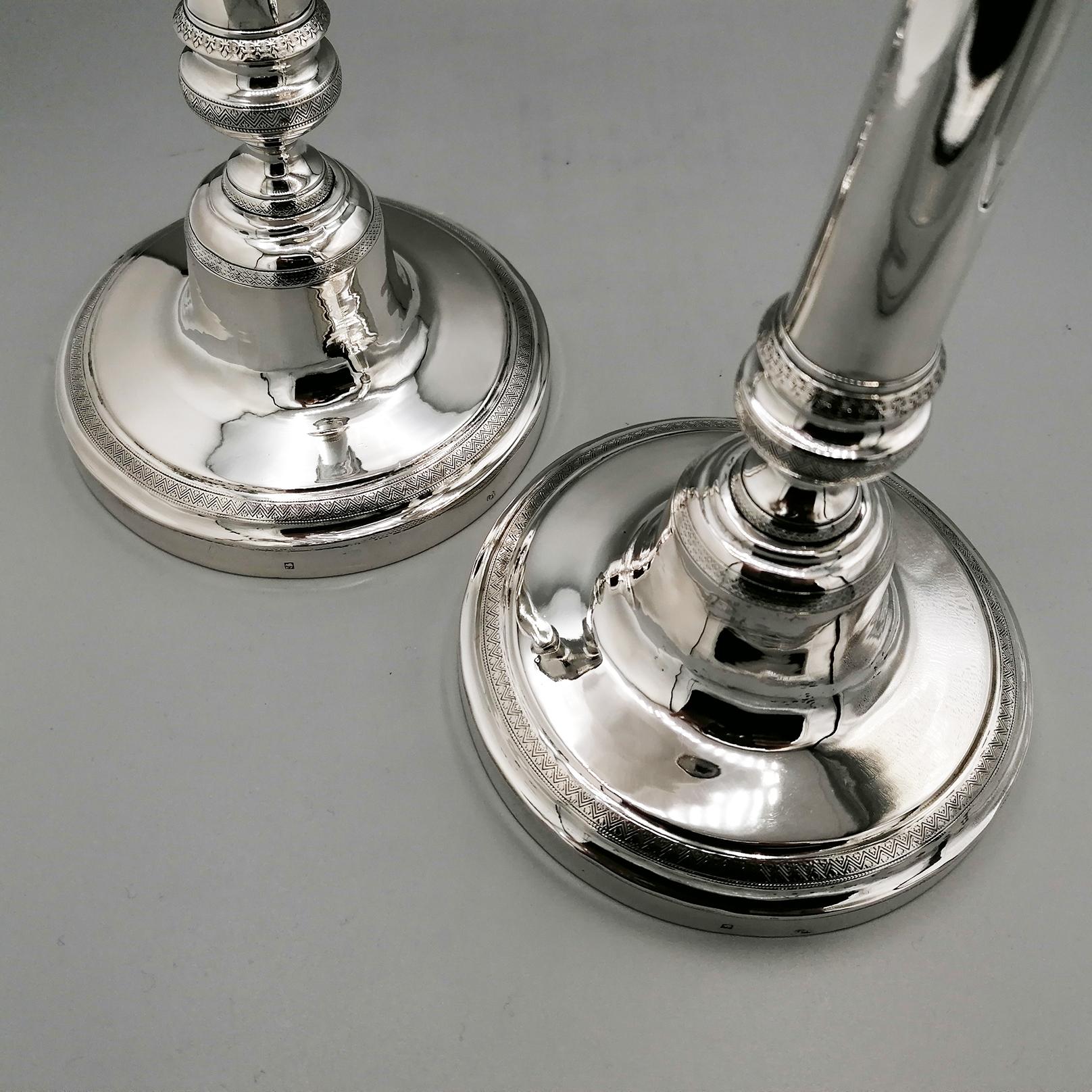 Pair of Italian silver candlesticks - Naples, c. 1840 For Sale 2