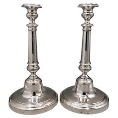 Paar italienische silberne Kerzenständer aus Silber – Neapel, um 1840