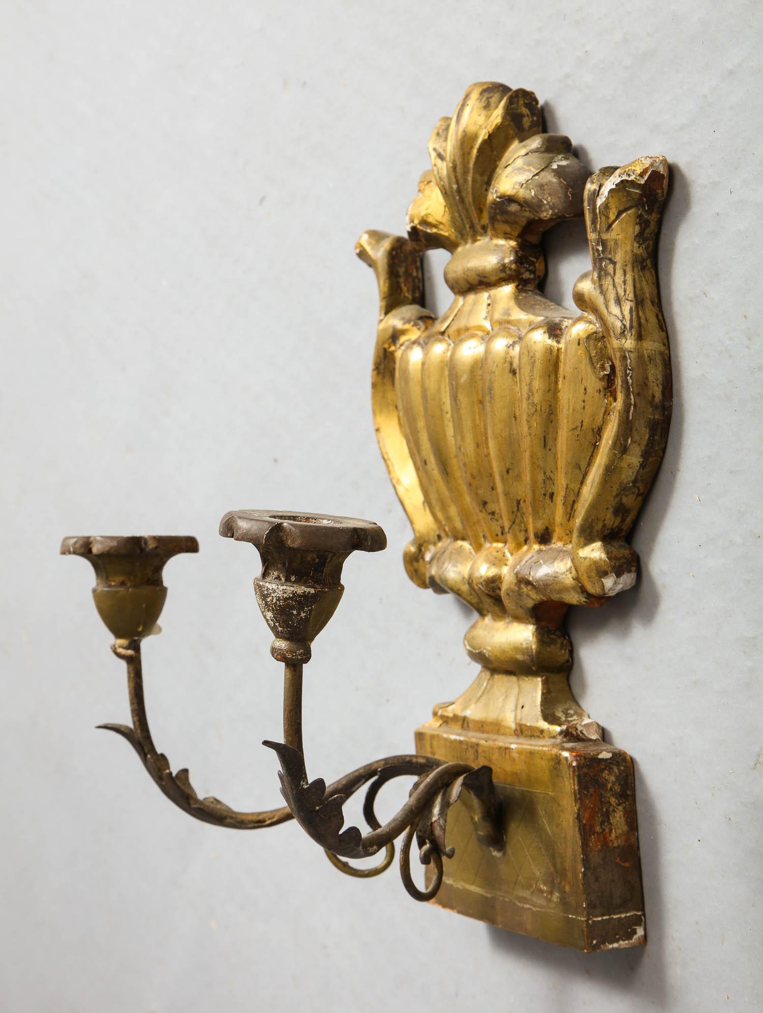 Pair of Italian Silver Gilt Sconces 4