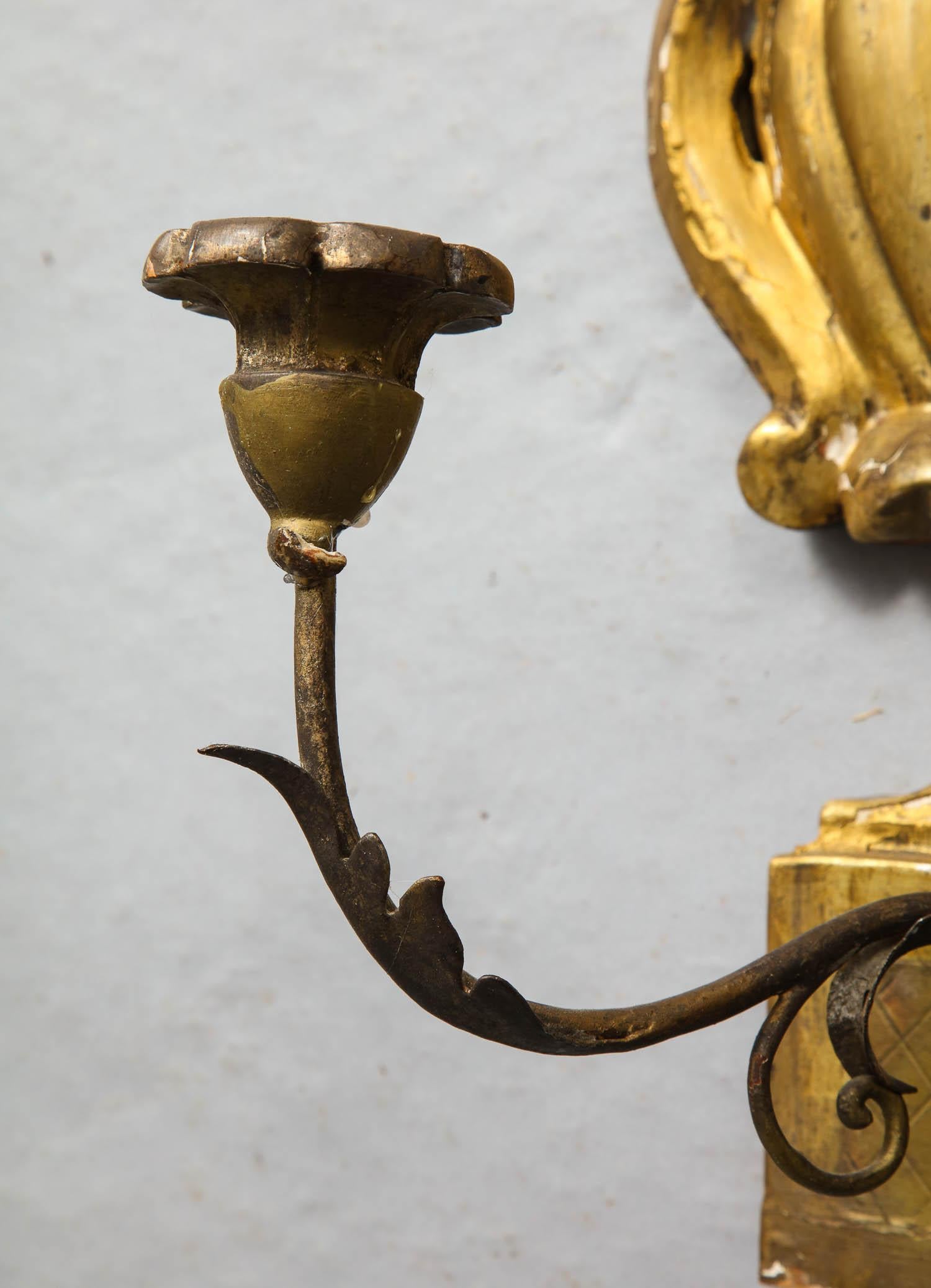 Pair of Italian Silver Gilt Sconces (Vergoldetes Holz)