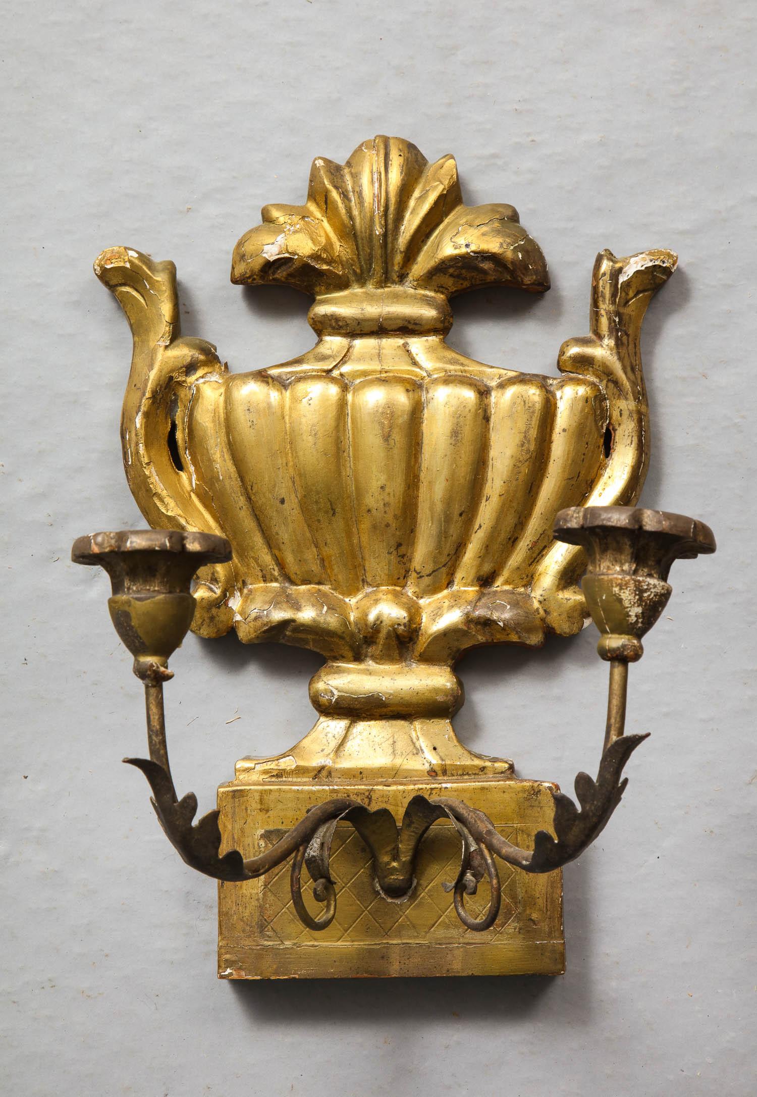 Pair of Italian Silver Gilt Sconces 2