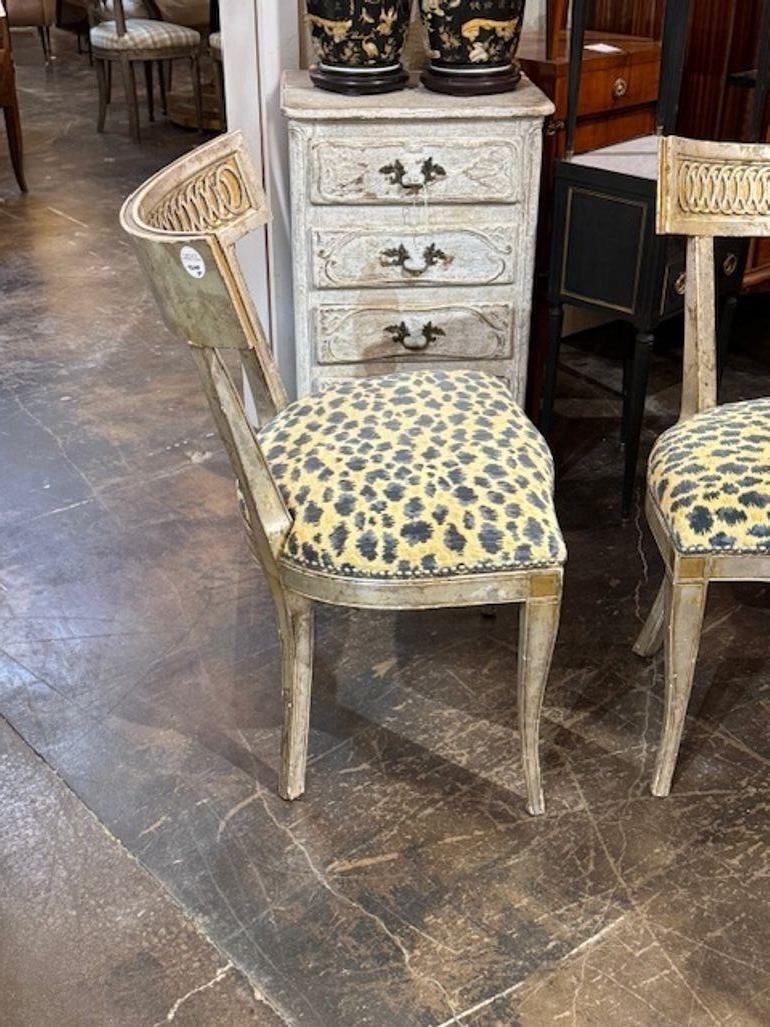 Mid-20th Century Pair of Italian Silver Giltwood Chairs For Sale