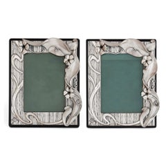 Pair of Italian Silver Picture Frames in the Art Nouveau Style