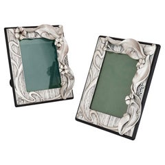Pair of Italian Silver Picture Frames in the Art Nouveau Style