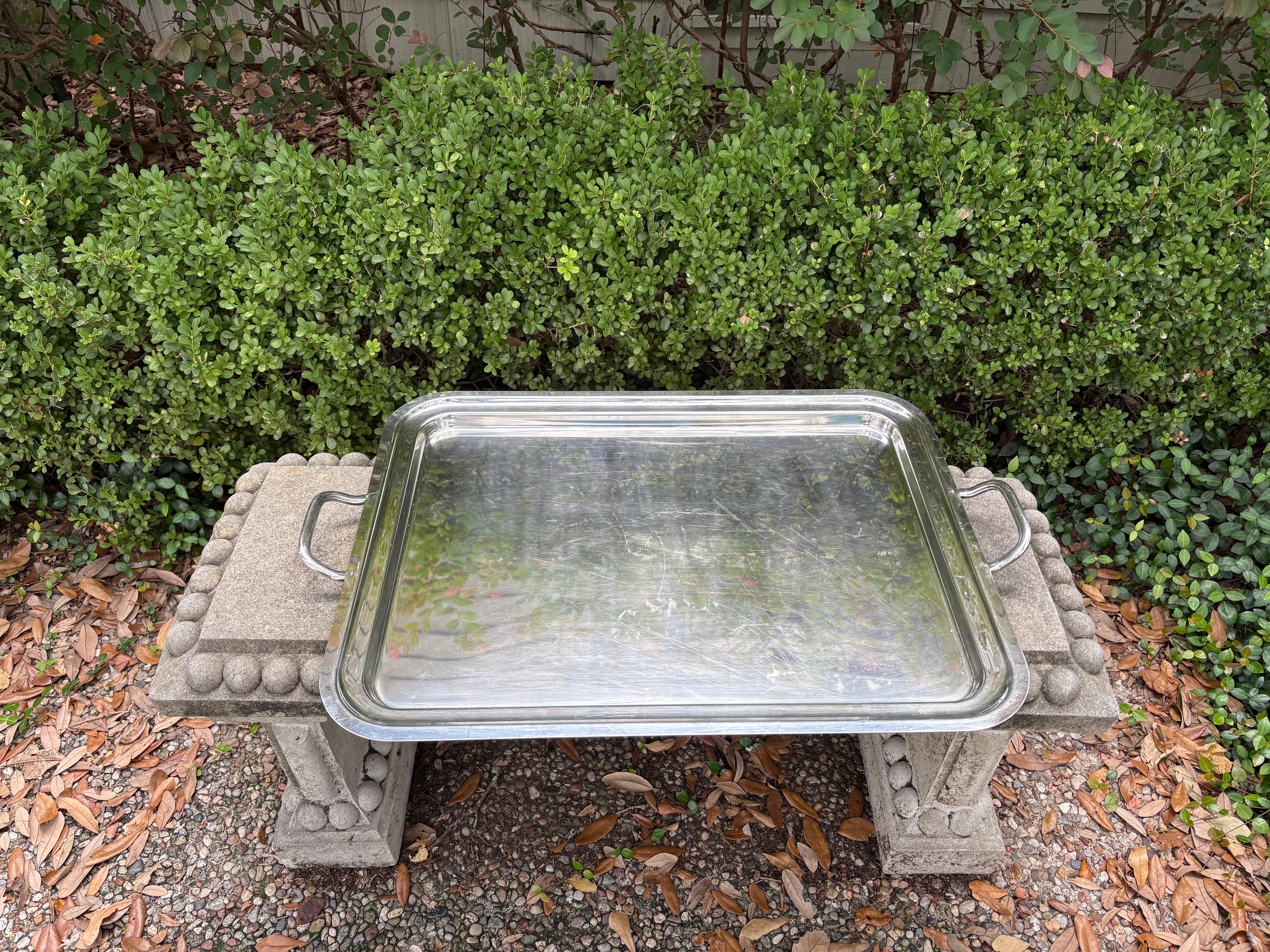 Paar italienische Tabletts aus Silberblech von Sambonet (Art déco) im Angebot
