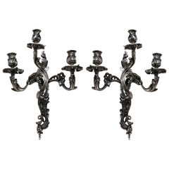 Pair of Italian Silver Rococo Sconces