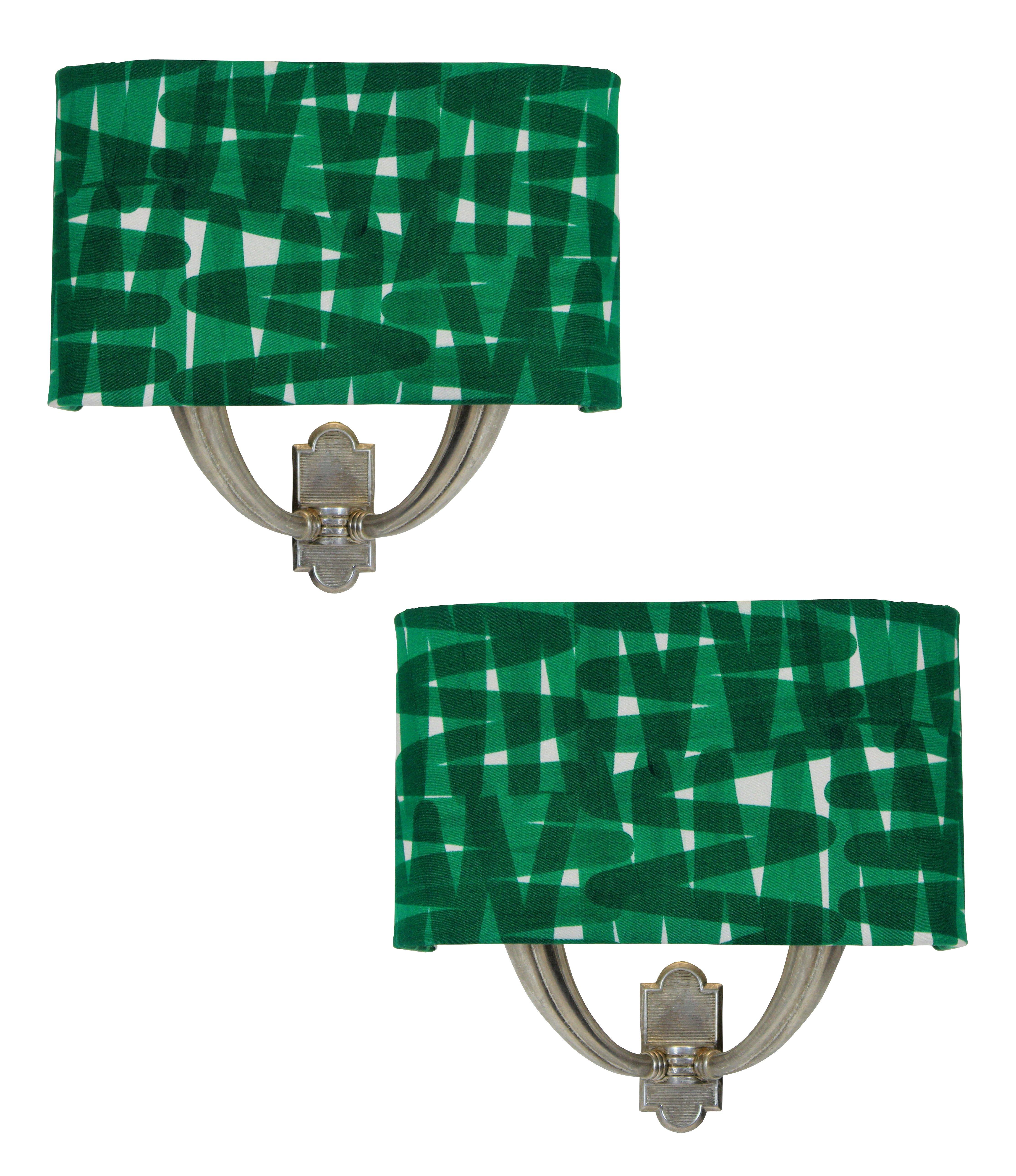 Mid-20th Century Pair of Italian Silver Sconces with Shades