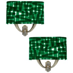 Pair of Italian Silver Sconces with Shades
