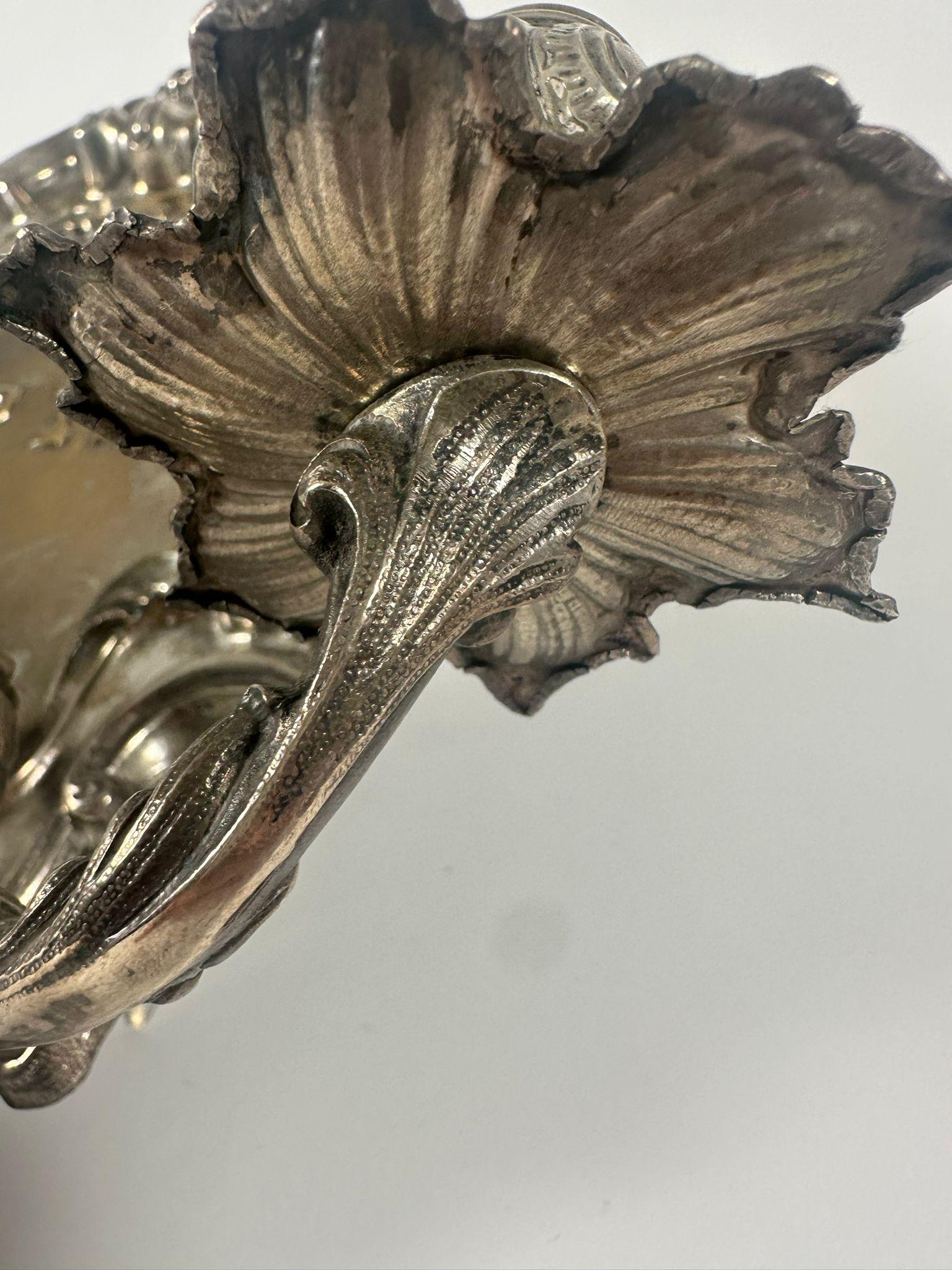 Paire d'appliques de chabbat italiennes en argent - 800 Silver, design rococo orné en vente 3