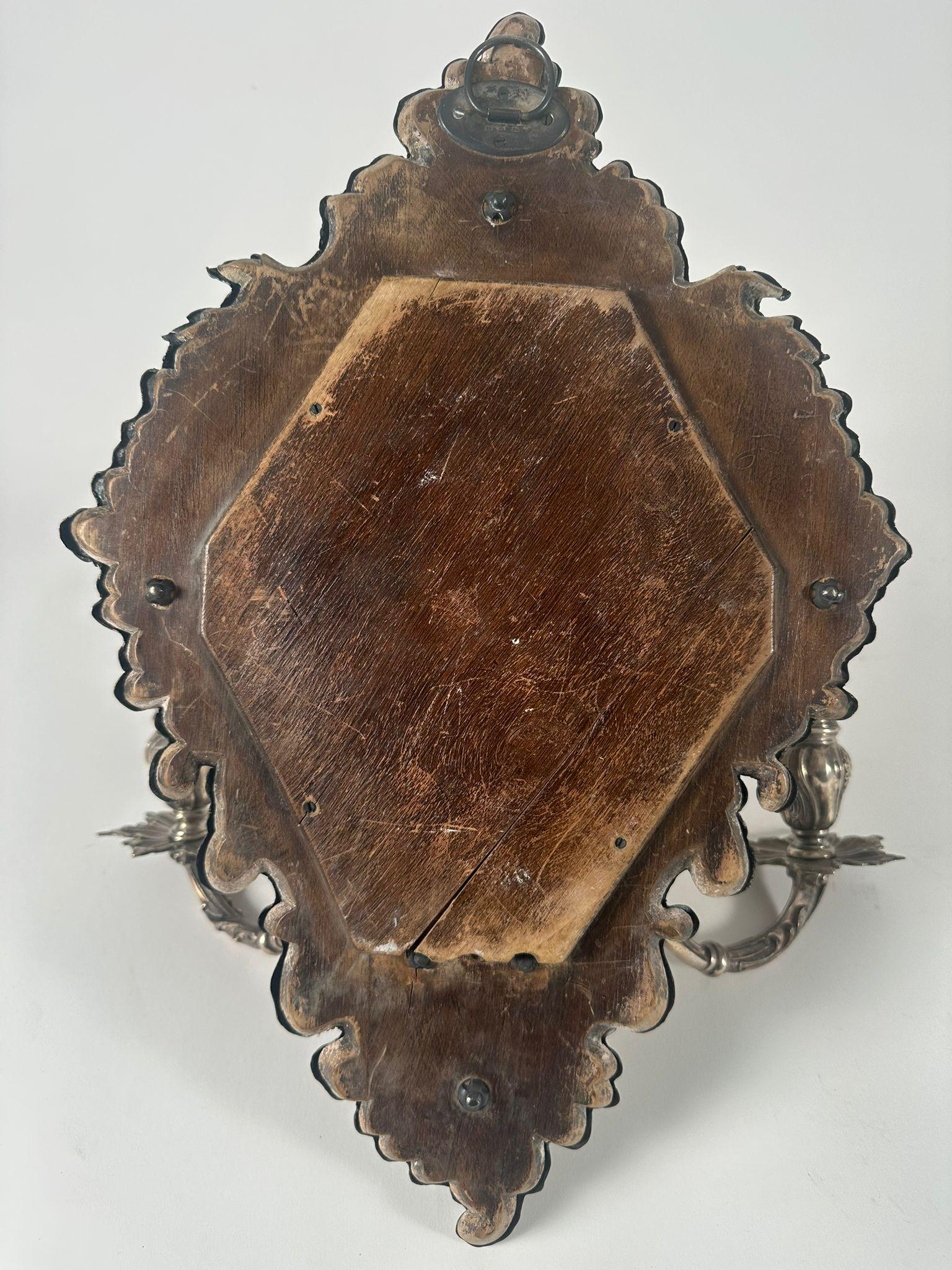 Paire d'appliques de chabbat italiennes en argent - 800 Silver, design rococo orné en vente 7