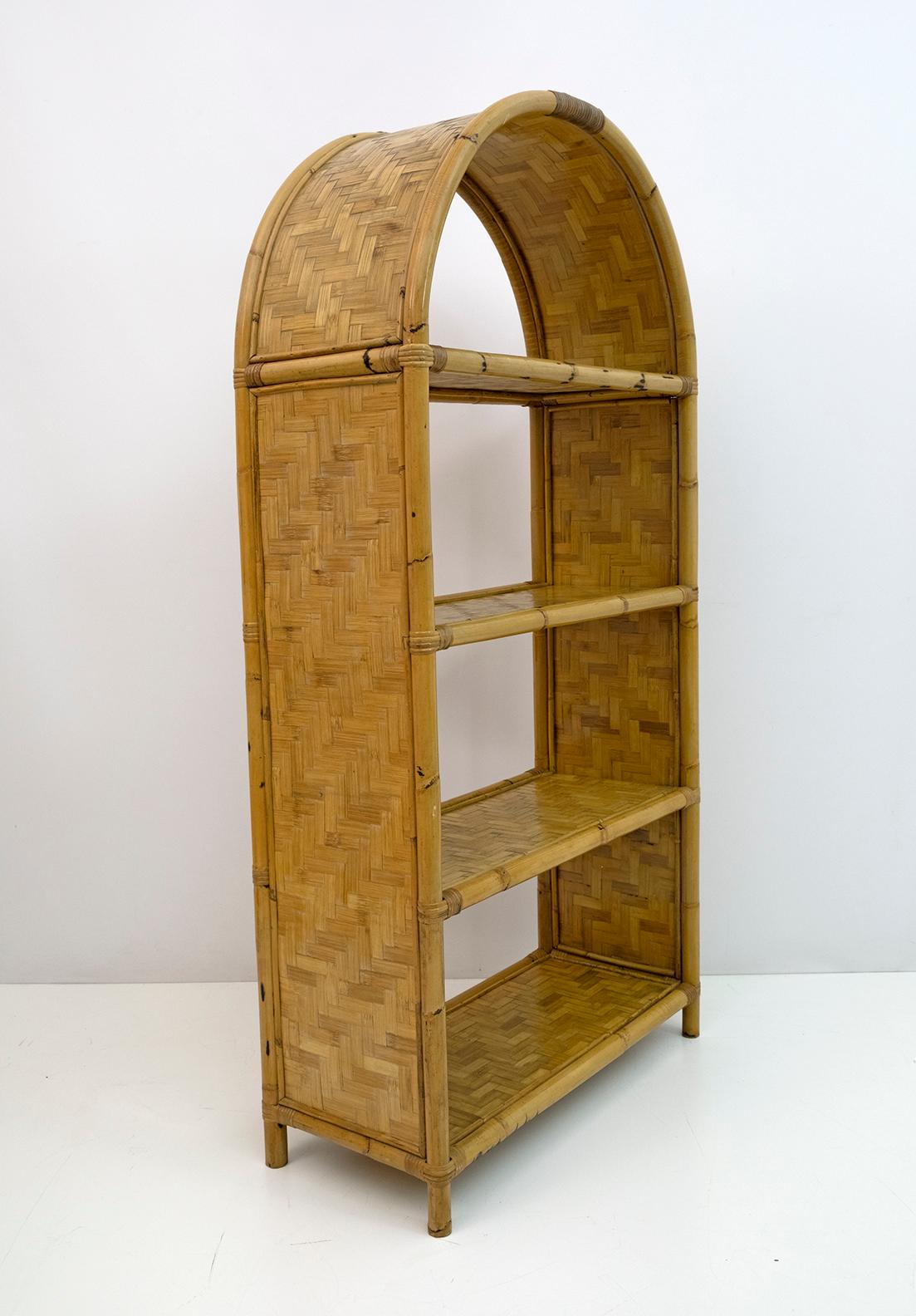 arched bamboo bookshelf