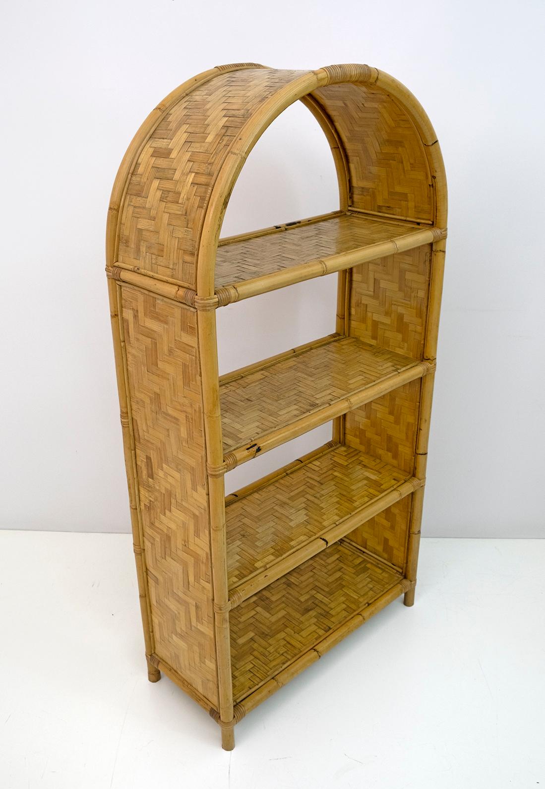 Pair of Italian Small Bamboo Bookcases, 1970s For Sale 1