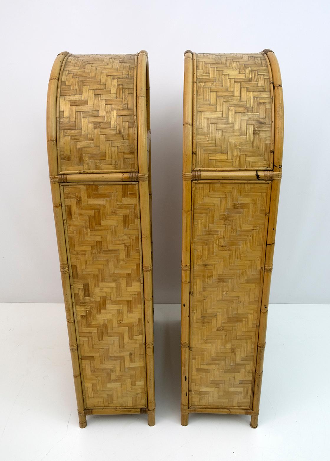 Pair of Italian Small Bamboo Bookcases, 1970s For Sale 2