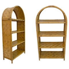 Pair of Italian Small Bamboo Bookcases, 1970s