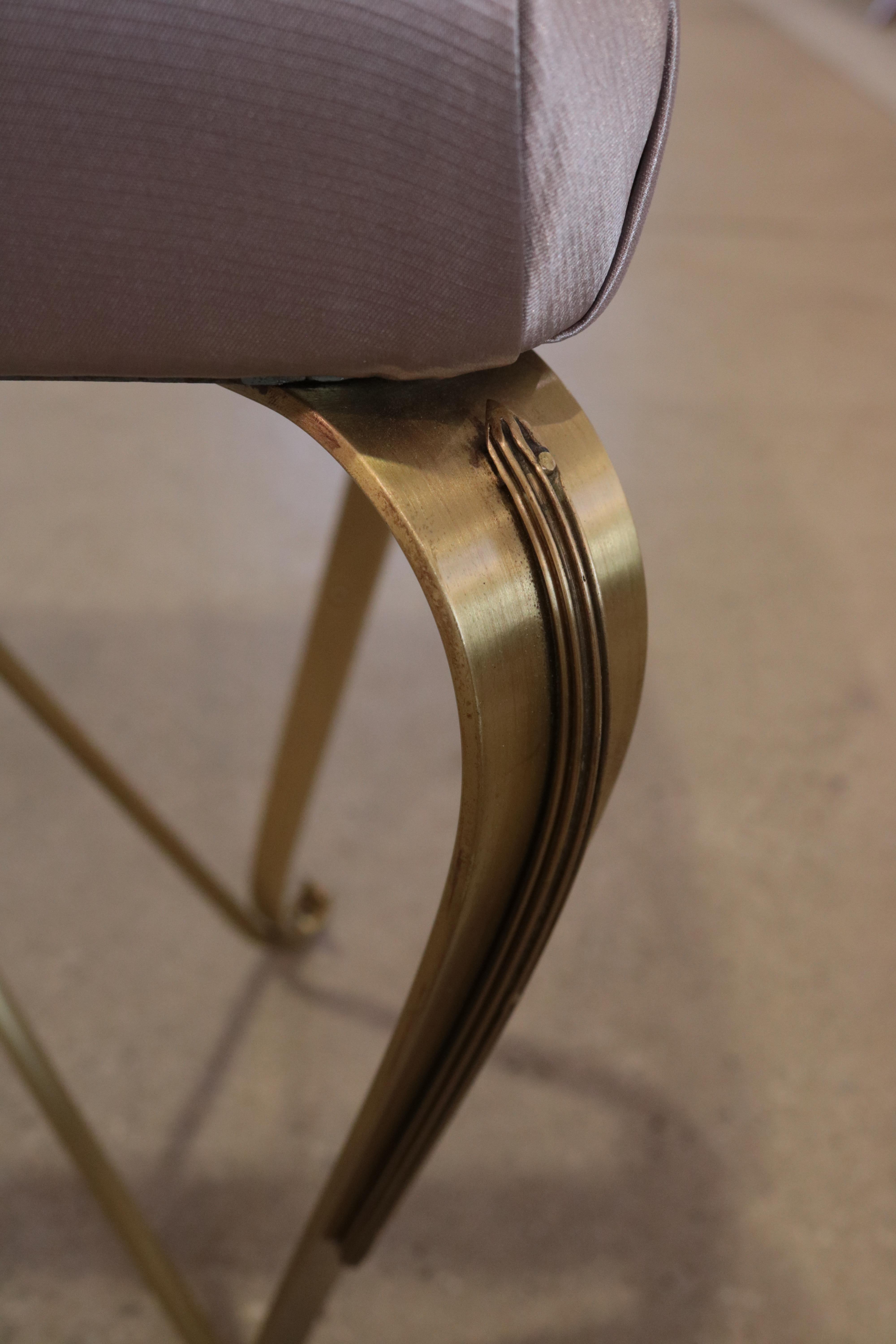 Late 20th Century Pair of Italian Small Brass Stools For Sale