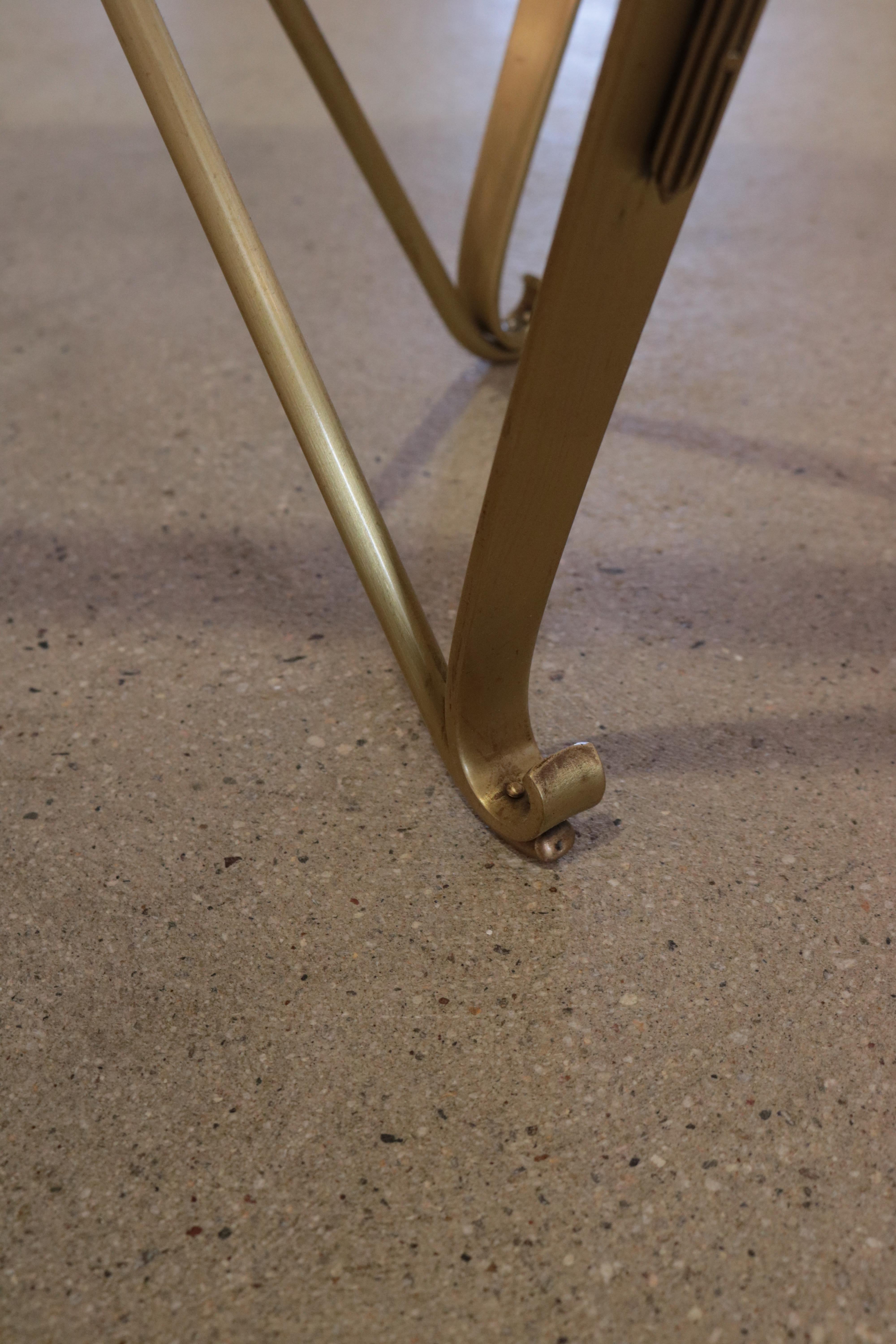 Metal Pair of Italian Small Brass Stools For Sale