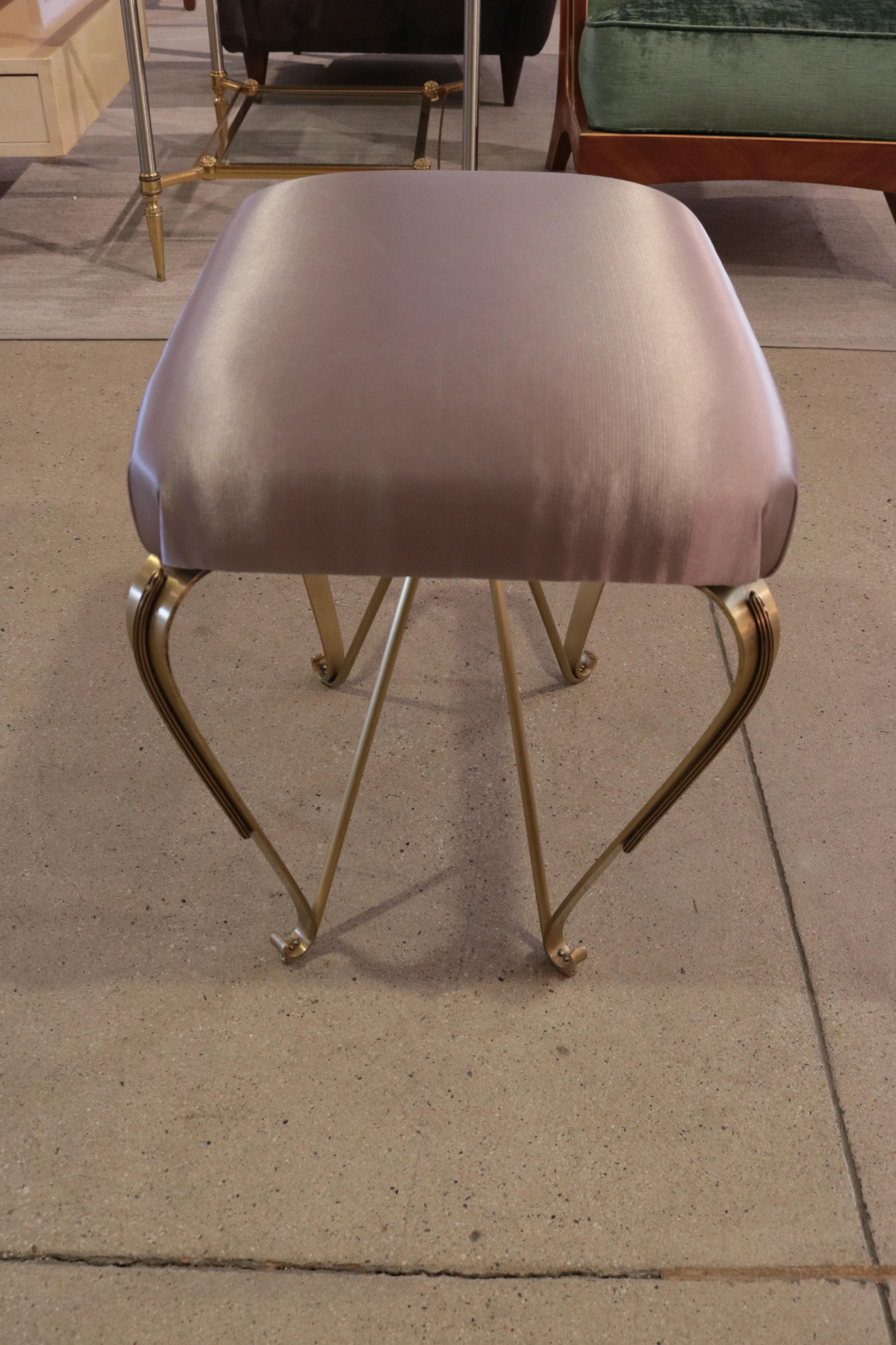 Pair of Italian Small Brass Stools For Sale 2