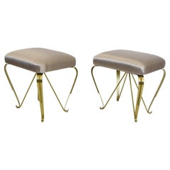 Paire de petits tabourets italiens en laiton