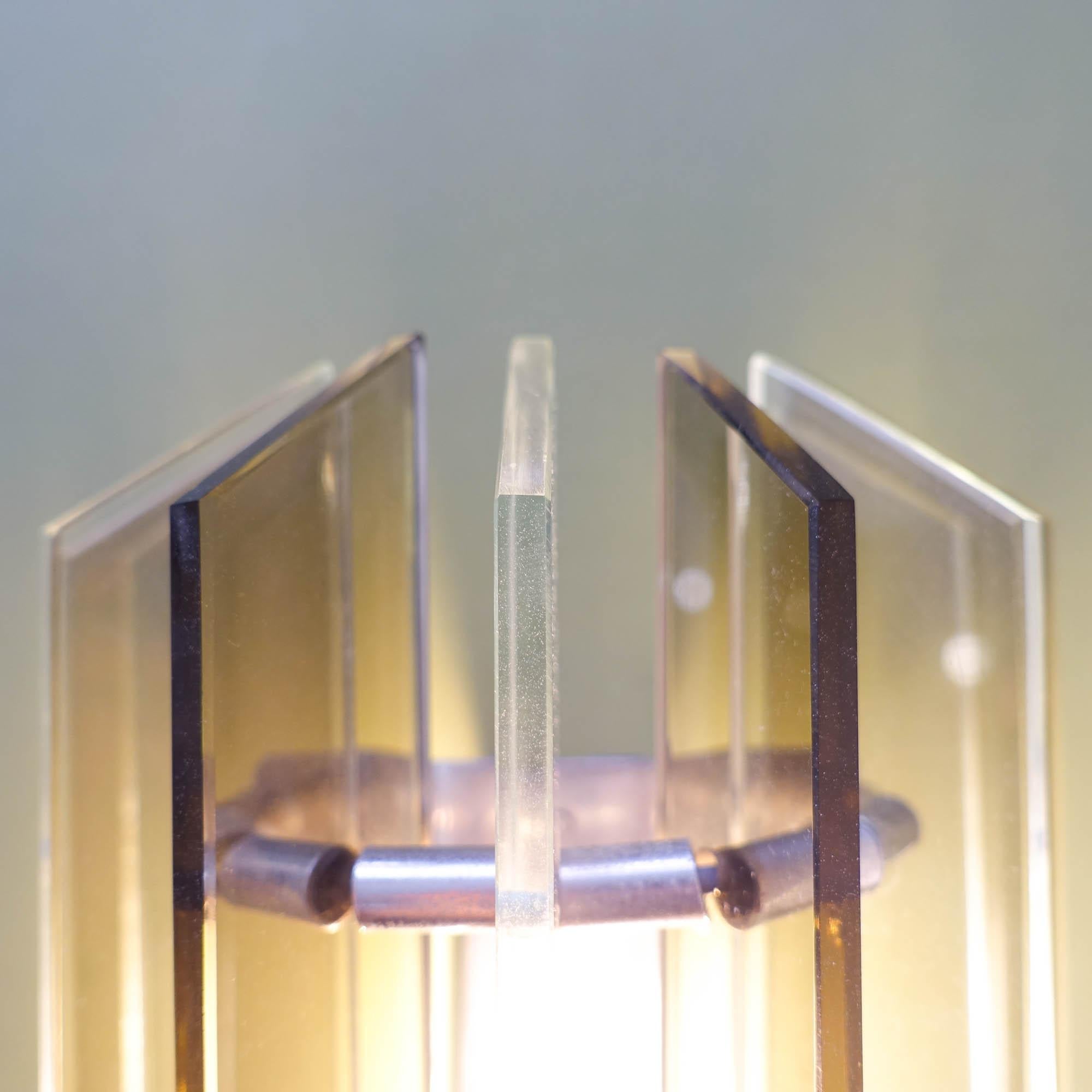 Pair of Italian Smoked and Clear Glass Sconces in the style of Veca, 1970s For Sale 8