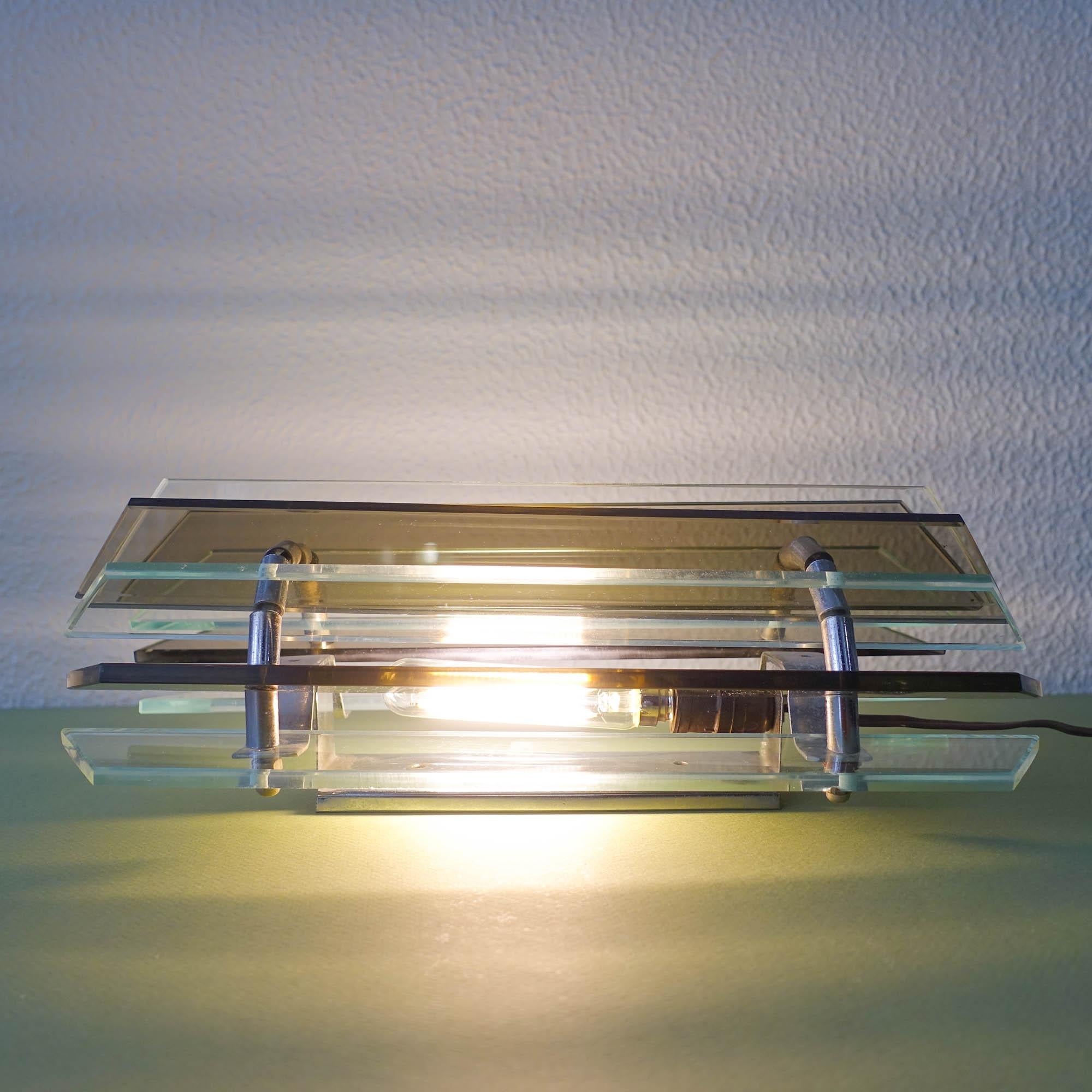 Pair of Italian Smoked and Clear Glass Sconces in the style of Veca, 1970s For Sale 3