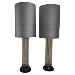 Paire de lampes de table italiennes en cristal massif de style Art déco, années 1970