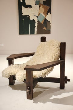 Pair of Italian Solid Wood and Rope Lounge Chairs in the Manner of Jean Gillon