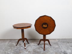 Pair of Italian Sorrento 19th Century Side Tables with Mythological Marquetry