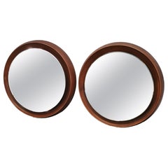 Pair of Italian Space Age Illuminated Round Mirrors, 1970s