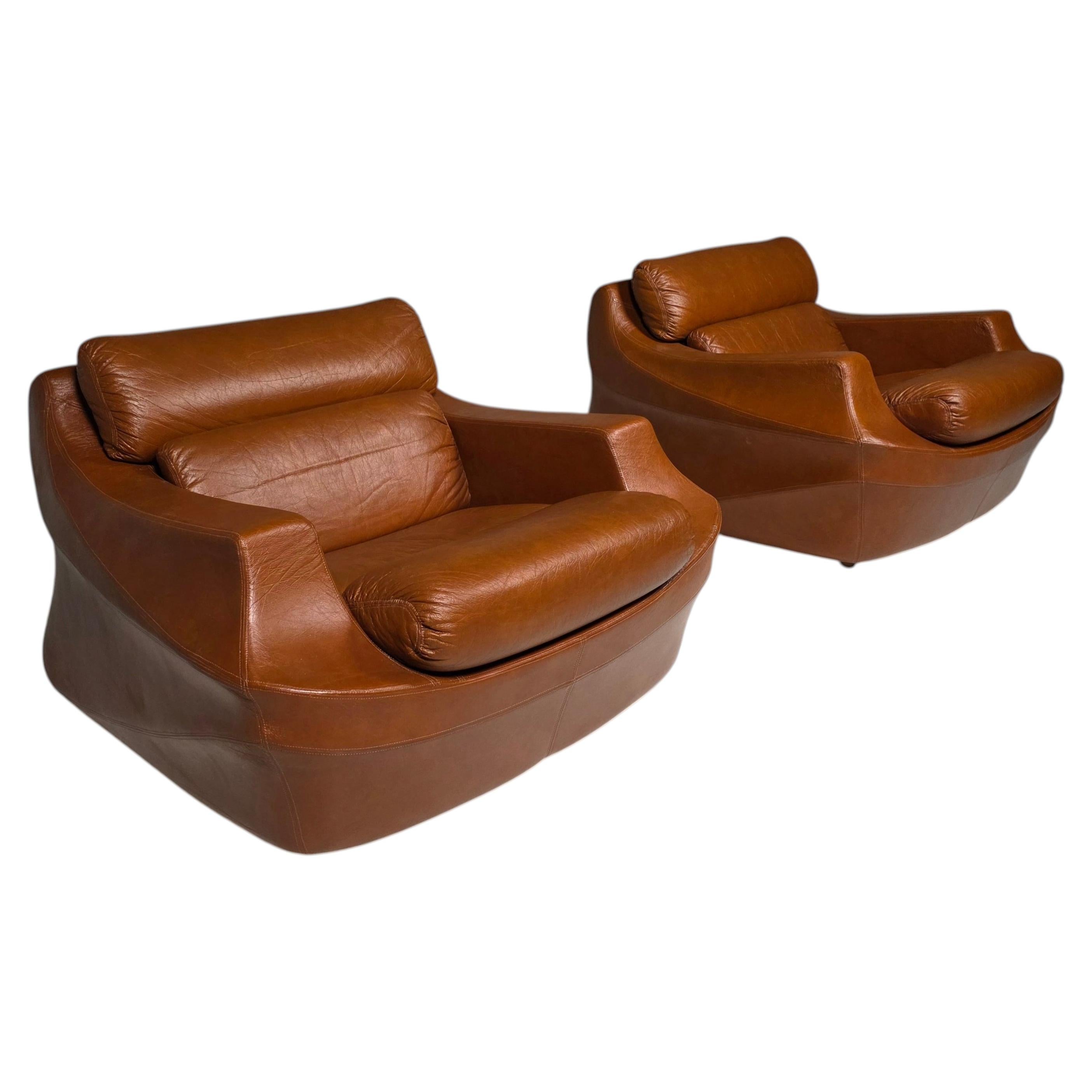 Pair of Italian Space Age Lounge Chairs, Attr. to De Pas, D’Urbino & Lomazzi